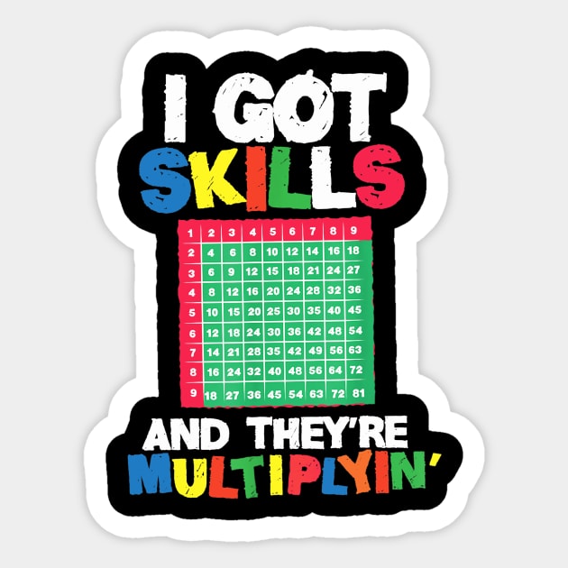 I Got Skills Theyre Multiplying Shirt Funny Math Teacher Sticker by FONSbually